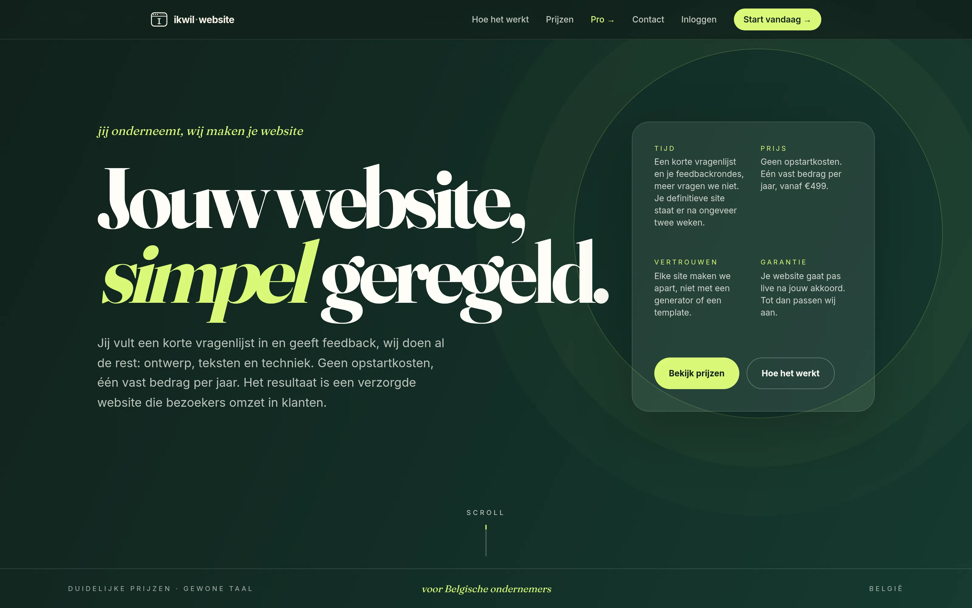 Homepage van ikwil.website: jouw website, simpel geregeld